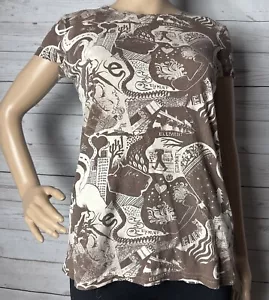 Vintage Element Skater Girl Shirt Small Brown Unique Comic Print Retro 90s Betty - Picture 1 of 14