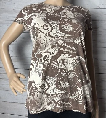 Vintage Element Skater Girl Shirt Small Brown Unique Comic Print Retro 90s Betty - Image 1 of 4