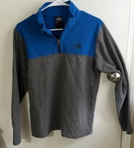 The North Face Blue & Gray Color Block Quarter Zip Fleece Size XL Pullover Boys - Picture 1 of 4