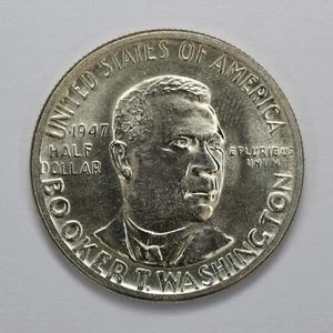 1947 Booker T. Washington Silver Half Dollar UNC - Picture 1 of 3