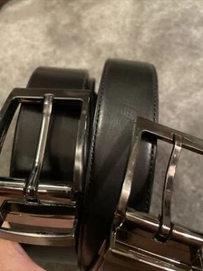Genuine Leather Belts For Men 2 Black Belts Size 40 Reversible To Brown - Picture 1 of 7