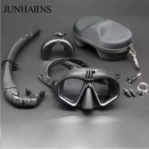 Low Volume Diving Mask Snorkel Set - Tempered Glass Freedive Mask w/ GoPro Mount - Picture 1 of 29