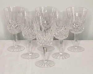 Waterford Kristall sechs (6) Lismore 6 7/8" Wasserkelche mit Stiel Irland EUC - Bild 1 von 6