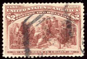US 242 $2 Columbian Expo 1893 Columbus in Chains PSAG grade 80 used - Picture 1 of 3