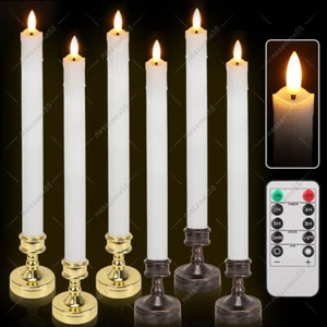 6Pcs Remote Control Flickering Flameless Taper LED Candles Light Battery Powered - Picture 1 of 26