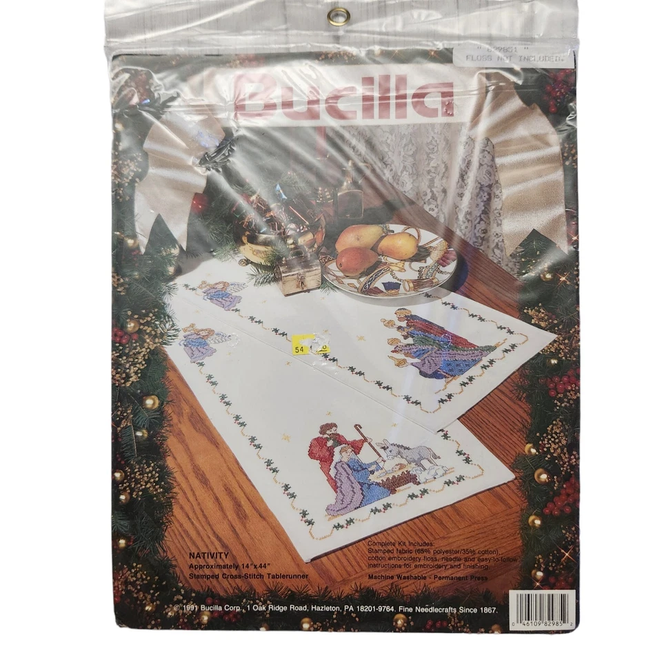 Bucilla Stamped Cross Stitch Kit Nativity Tablerunner 14x44