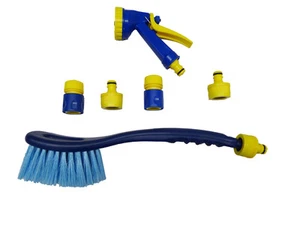 CAR WASH CLEANING BRUSH KIT + SPRAY SHOWER GUN with connectors caravan van boat - Picture 1 of 1