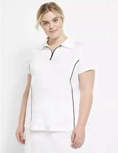Lane Bryant Plus Size Livi White Zip Active Wicking Performance Top NWT - Picture 1 of 3
