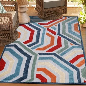Waimea Modern Geometric Coastal Area Rug Indoor Outdoor Rugs Or Runner Rug - Picture 1 of 53