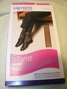Sigvaris Mujer 30-40 mmHg Estilo Transparente 783CMLW36 Dorado/Tostado Hasta la Rodilla 07512 ML - Imagen 1 de 4