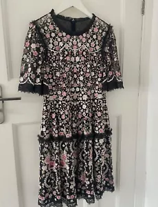 Needle & Thread Black Floral Embroidered Dress, Size UK 10 RRP £240 - Picture 1 of 13