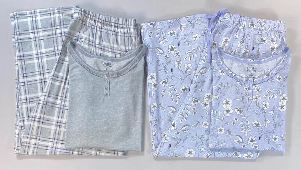 Conjunto de ropa para dormir Croft and Barrow para mujer talla grande manga corta y pantalones NUEVO Foto 1 de 1