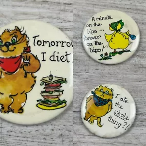 Set of 3 Vintage 1983 Dieting Cat Dishwasher Magnets Moment On The Lips - Picture 1 of 9