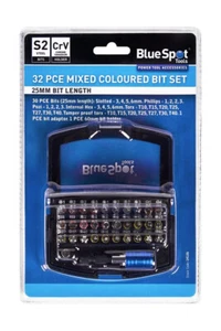 Blue Spot 14126 32 Piece Mixed Coloured Bit Set Slotted Phillips Torx Bits  +PP - Picture 1 of 11