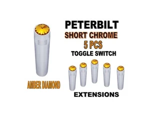 Peterbilt Short Chrome Toggle Switch Extensions - Amber set of 5 - Picture 1 of 6