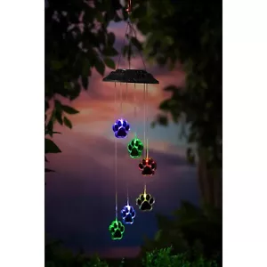 Pet Memorial Mobile, Color Changing Solar Mobile, Paw Print - 7."W x 7."L x26"H - Picture 1 of 2