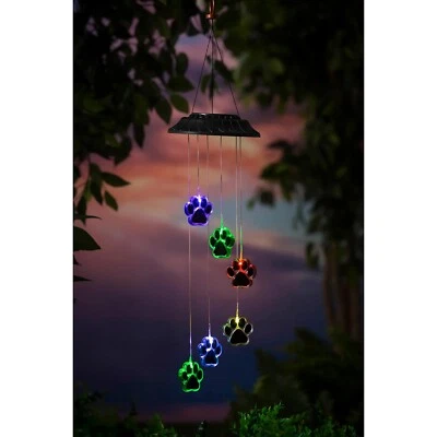 Móvil conmemorativo para mascotas, móvil solar que cambia de color, impresión de pata - 7."W x 7."L x26"H Foto 1 de 2