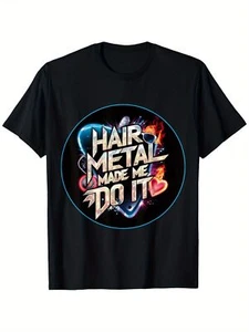 GLAM METAL Retro Rock Slogan Funny 80S Hair Band T-Shirt, Men'S And Women'S - Picture 1 of 1