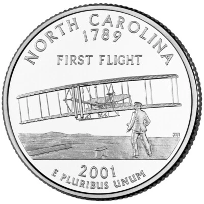 2001 North Carolina P Quarter.  Uncirculated From US Mint roll. - Image 1 of 3