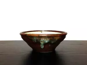 Japanese Bonsai Round Pot AMEMIYA SHINOBU Glazed D185 H74mm NEW - Picture 1 of 9