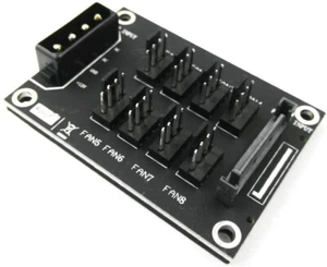 OLEY 4-Pin or SATA 15-Pin to 8X 4Pin Fan Splitter Hub - Afbeelding 1 van 5