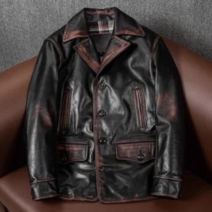 Vintage Style Handmade Handcrafted Horsehide Tea Core Leather Barnstormer Jacket - Bild 1 von 20