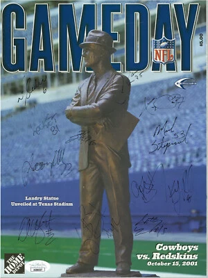 Multi Signed Cowboys NFL Gameday Program 10-15-01 vs Redskins Texas Stadium JSA - Image 1 of 2