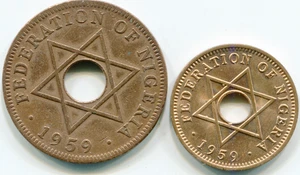 Nigeria Half Penny and Penny 1959 lotaug2866 - Picture 1 of 2