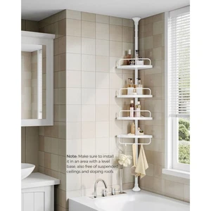 Scaffale angolare parete bagno telescopico 4 livelli scaffale doccia box portaoggetti organizer - Foto 1 di 4