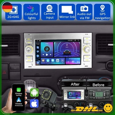 Carplay GPS Navi Android 13 WIFI 2+64GB Silber für Ford Transit 07-12 MK7 - Bild 1 von 4