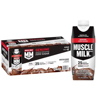 Muscle Milk 25g Batido de Proteína Genuina Cero Azúcar, Chocolate (11 fl. oz., 18 pk.) Foto 1 de 4