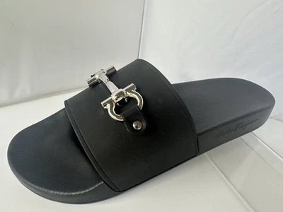 New Salvatore Ferragamo Men's Sandals Groove 11 Size 9 Slide Black Rouge - Image 1 of 4