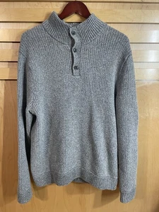 Patagonia Off Country Pullover Sweater Mens Large Gray Mock Neck Button - Picture 1 of 10
