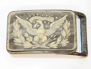 Vintage American Eagle E. Pluribus Unum Kamee Relief rechteckige Gürtelschnalle - Bild 1 von 5