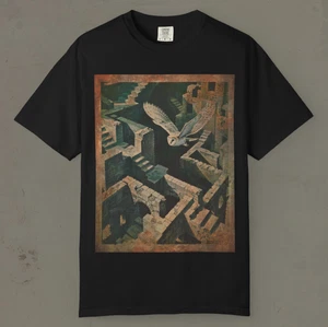 LABYRINTH OWL T-Shirt, Vintage Fantasy Maze Movie Shirt, Labyrinth Maze Owl Tee - Picture 1 of 19
