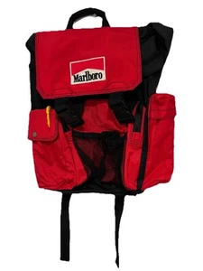 Marlboro Adventure Team Gear 90s VTG Red Black Camping Hiking Shoulder Backpack - Picture 1 of 14
