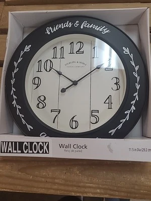 Sterling & Noble 11.5" Round Wall Clock Friends & Family Farmhouse NEW! - Image 1 of 4