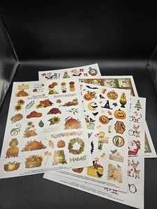 Vintage Current Autumn Halloween Christmas Stickers 5 Sheets - Picture 1 of 6