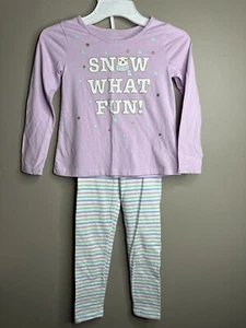 The Children’s Place Girls Size 5T Lavender & Aqua Polar Bear Shirt & Pant Set - Picture 1 of 4