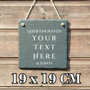 Personalised Slate Plaque 19x19cm Custom Sign Gift Memorial Any Text Engraved - Picture 1 of 3