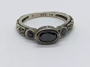 SILPADA Sterling Silver Ring Oval Black Marcasite Stone Size 5.25 FREE SHIPPING - Picture 1 of 3