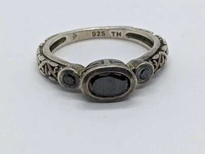 SILPADA Sterling Silver Ring Oval Black Marcasite Stone Size 5.25 FREE SHIPPING - Image 1 of 3