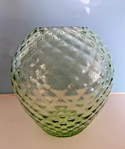 VINTAGE CZECH BOHEMIAN BORSKE SKLO CARO OPTICAL QUILT GLASS VASE - Picture 1 of 3