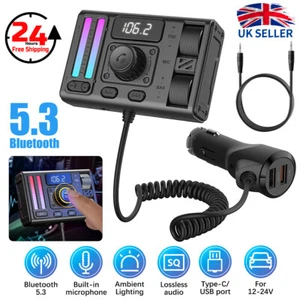 Wireless Bluetooth Car FM Transmitter Kit 2 USB Charger MP3 Player AUX Handsfree - Picture 1 of 11