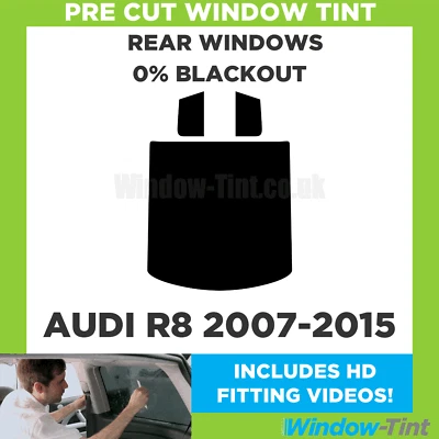 For Audi R8 2007-2015 Pre Cut Window Tint Rear 0% Blackout Film - Image 1 of 4