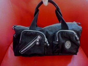KIPLING BLACK GRAG BAG HAND BAG GOOD COND LOTS COMPARTMENTS STORAGE - Picture 1 of 6