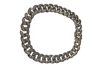 Pave Rhinestone All Over Necklace on Rose Gold Tone Chain Chocker (N1151) - Picture 1 of 13
