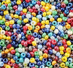 Czech Glass Seed Beads Size 10/0 " LUSTER OPAQUE MIXED " Loose 50 Grams