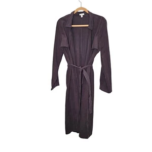 Garnet Hill NWOT Silk Linen Blend Duster Coat Lightweight Belted Grey Gray Sz 12 - Picture 1 of 12