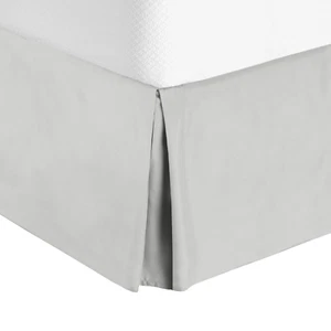 Luxury Pleated Tailored Bed Skirt - 14” Drop Dust Ruffle, Full-Silver Light Gray - Picture 1 of 4